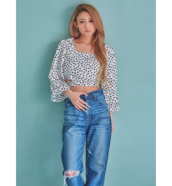 GYDA「BACKリボンスクエアネックブラウス」|シャツ・ブラウス|