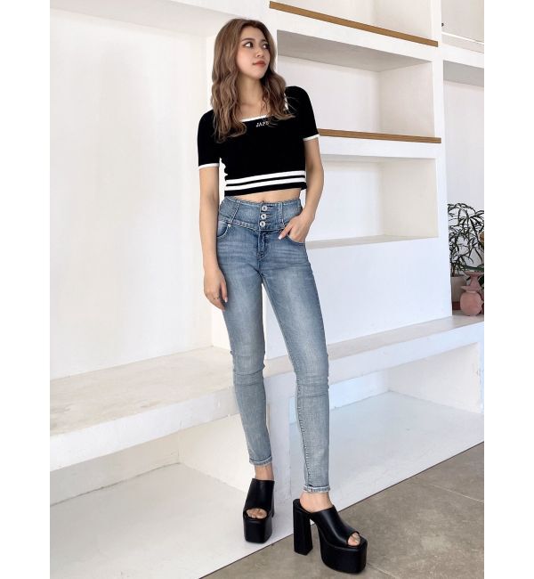 GYDA「スクエアネックHEM LINE ニットトップス」|ニット・セーター|