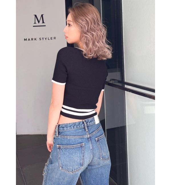 GYDA「スクエアネックHEM LINE ニットトップス」|ニット・セーター|