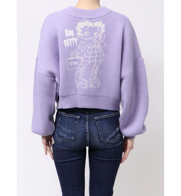 GYDA「BETTY&times;GYDA short ニットトップス」|ニット・セーター|パープル
