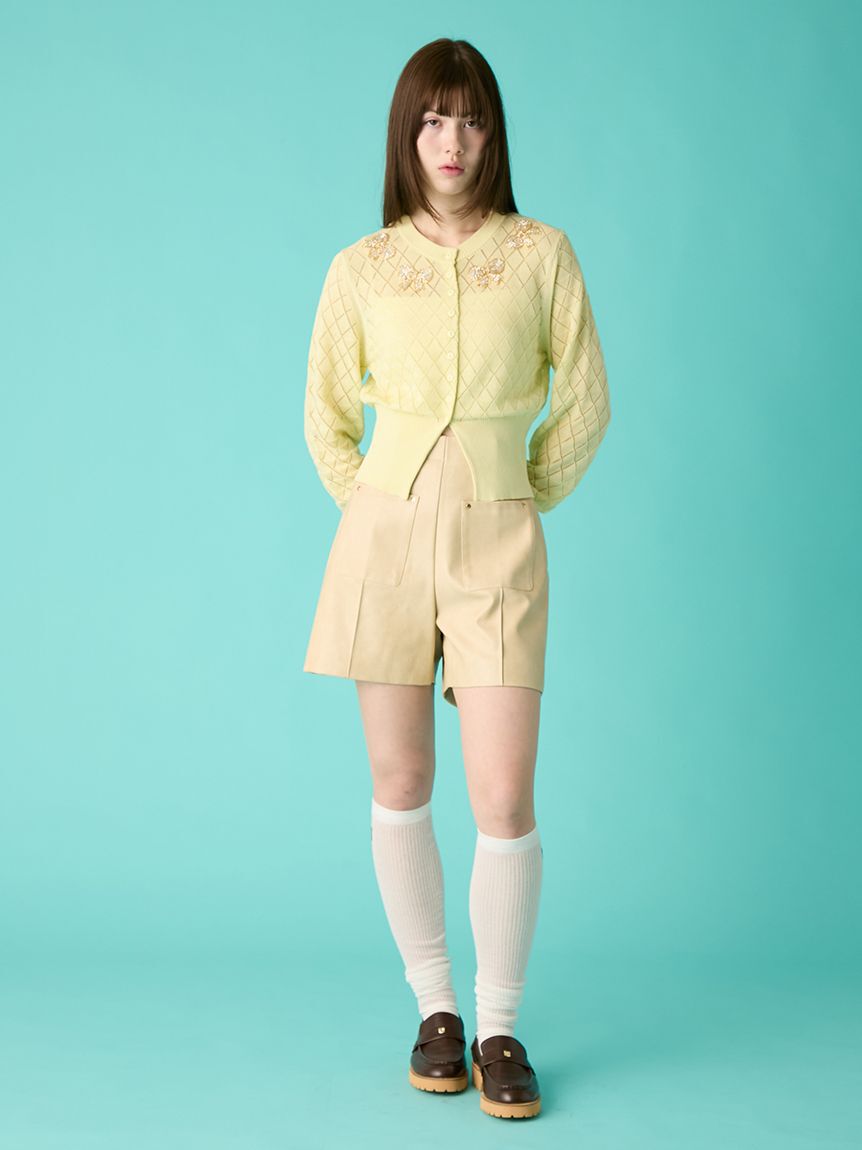 FURFUR「レザーライクショートパンツ」|デニム|