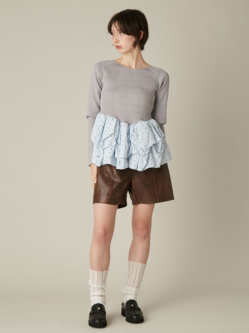 FURFUR「レザーライクショートパンツ」|デニム|