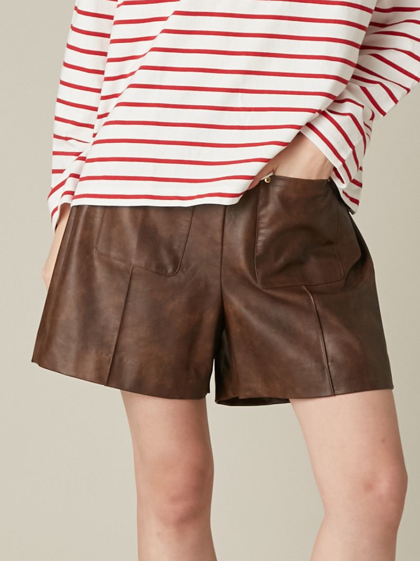 FURFUR「レザーライクショートパンツ」|デニム|