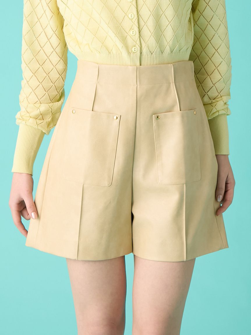 FURFUR「レザーライクショートパンツ」|デニム|