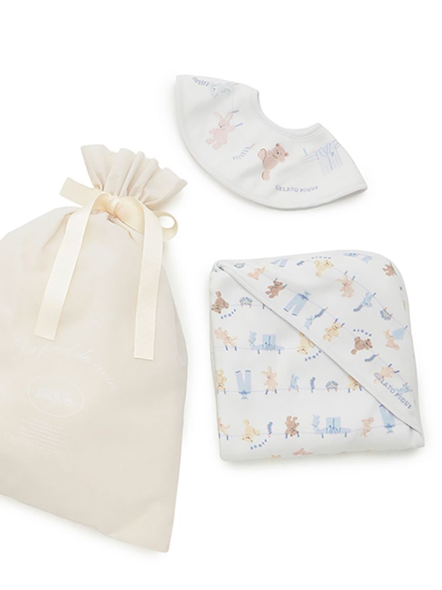 GELATO PIQUE KIDS & BABY「【ラッピング済み】【BABY】ウォッシングアニマル柄スタイ&総柄ブランケットSET」|その他ベビー用品|BLU