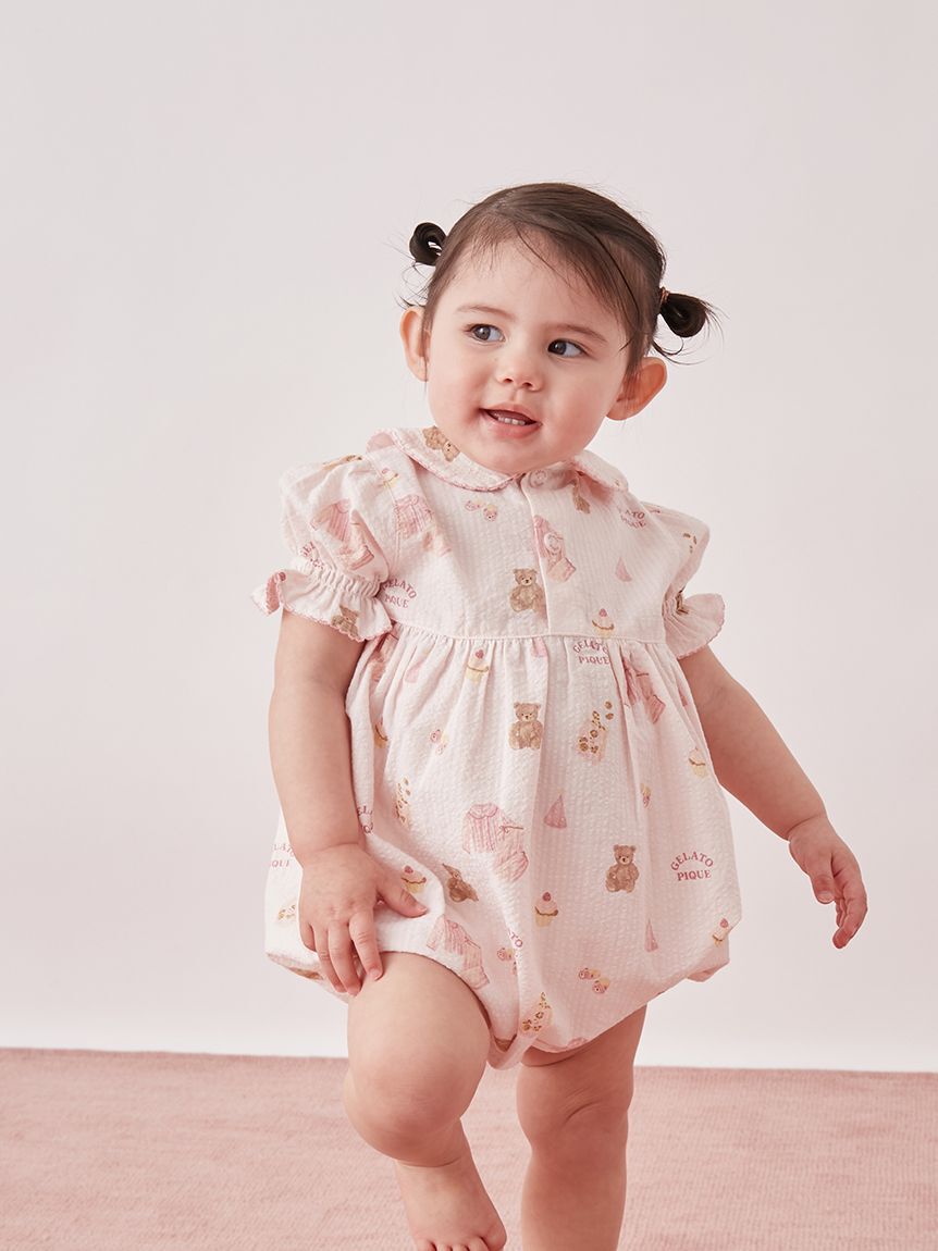 GELATO PIQUE KIDS & BABY「【BABY】パジャマパーティー柄シャーリングロンパース」|ロンパース|