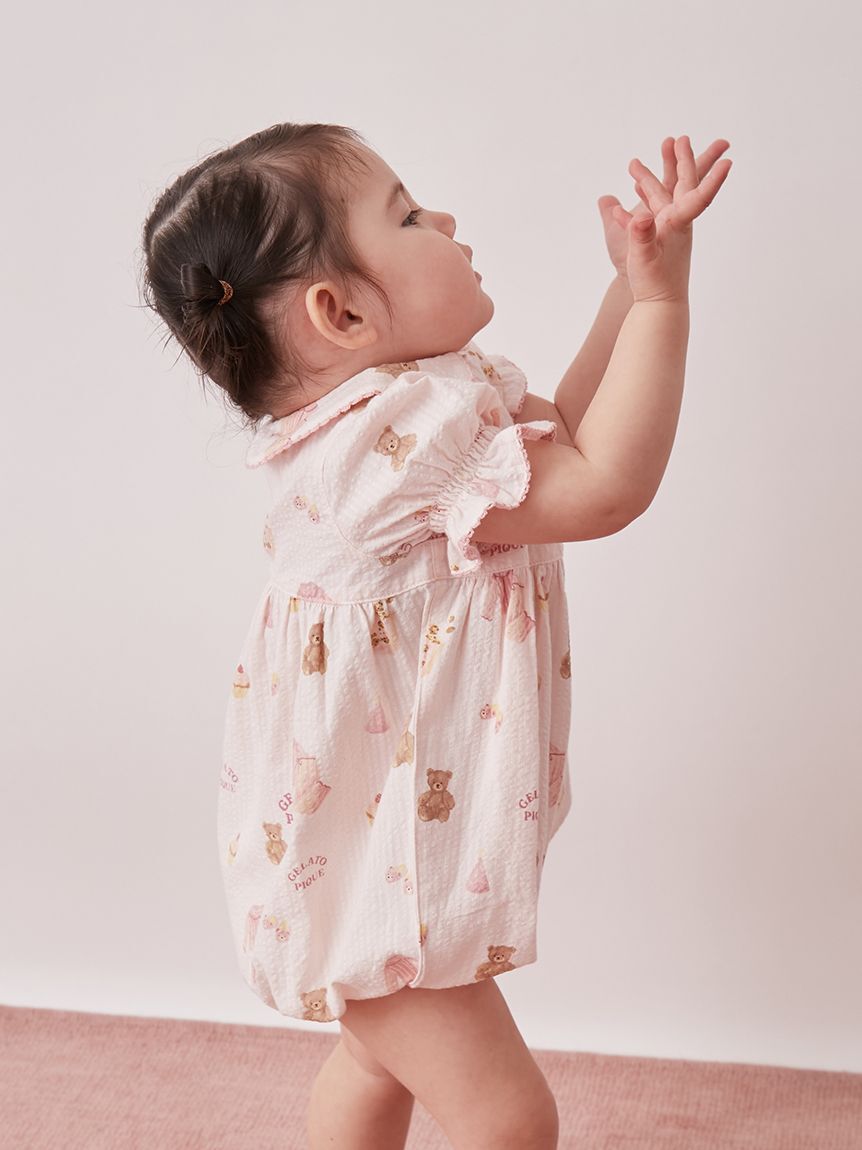 GELATO PIQUE KIDS & BABY「【BABY】パジャマパーティー柄シャーリングロンパース」|ロンパース|