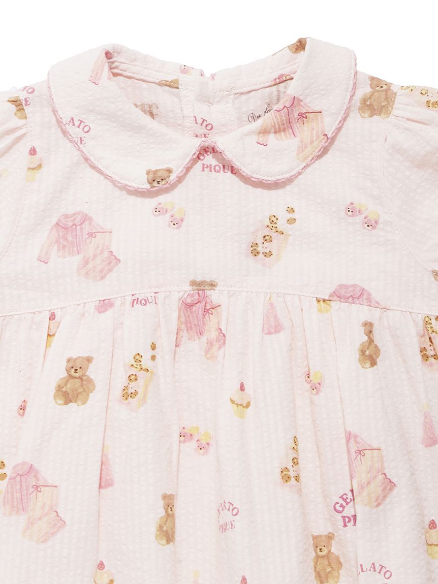 GELATO PIQUE KIDS & BABY「【BABY】パジャマパーティー柄シャーリングロンパース」|ロンパース|