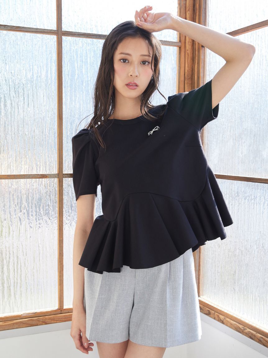 CELFORD「【洗える】アシンメトリーカットトップス」|Tシャツ・カットソー|BLK