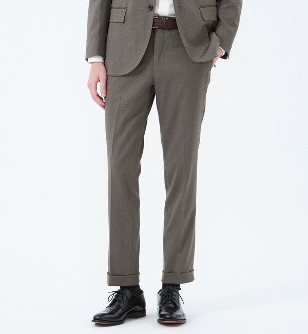 MACKINTOSH PHILOSOPHY「トロッター トラウザーズ#051 ストレッチドビー/千鳥」|スラックス|ベージュ