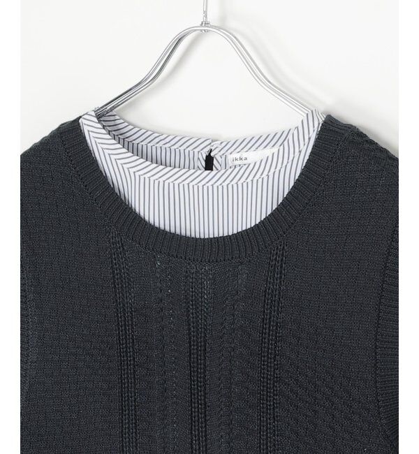 ikka「【雑誌InRed4月号掲載】ニットベストブラウスセット【2点セット】」|シャツ・ブラウス|