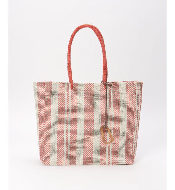 ikka「雑材ストライプトートバッグ」|その他|レッド