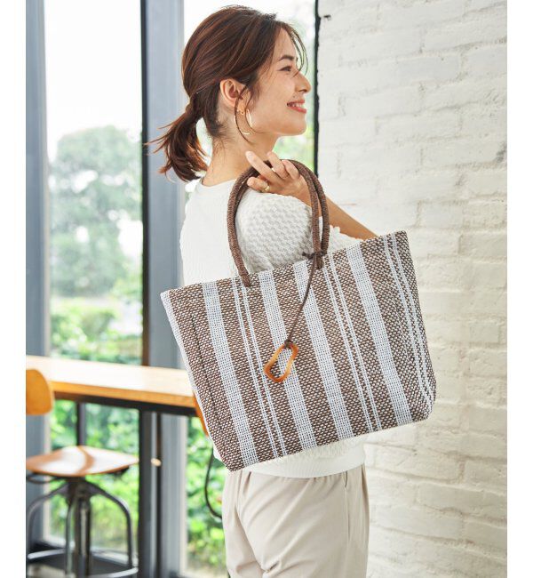 ikka「雑材ストライプトートバッグ」|その他|