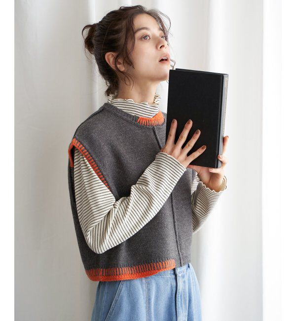 Lbc with Life「アシメハンドステッチニットベスト」|ニット・セーター|