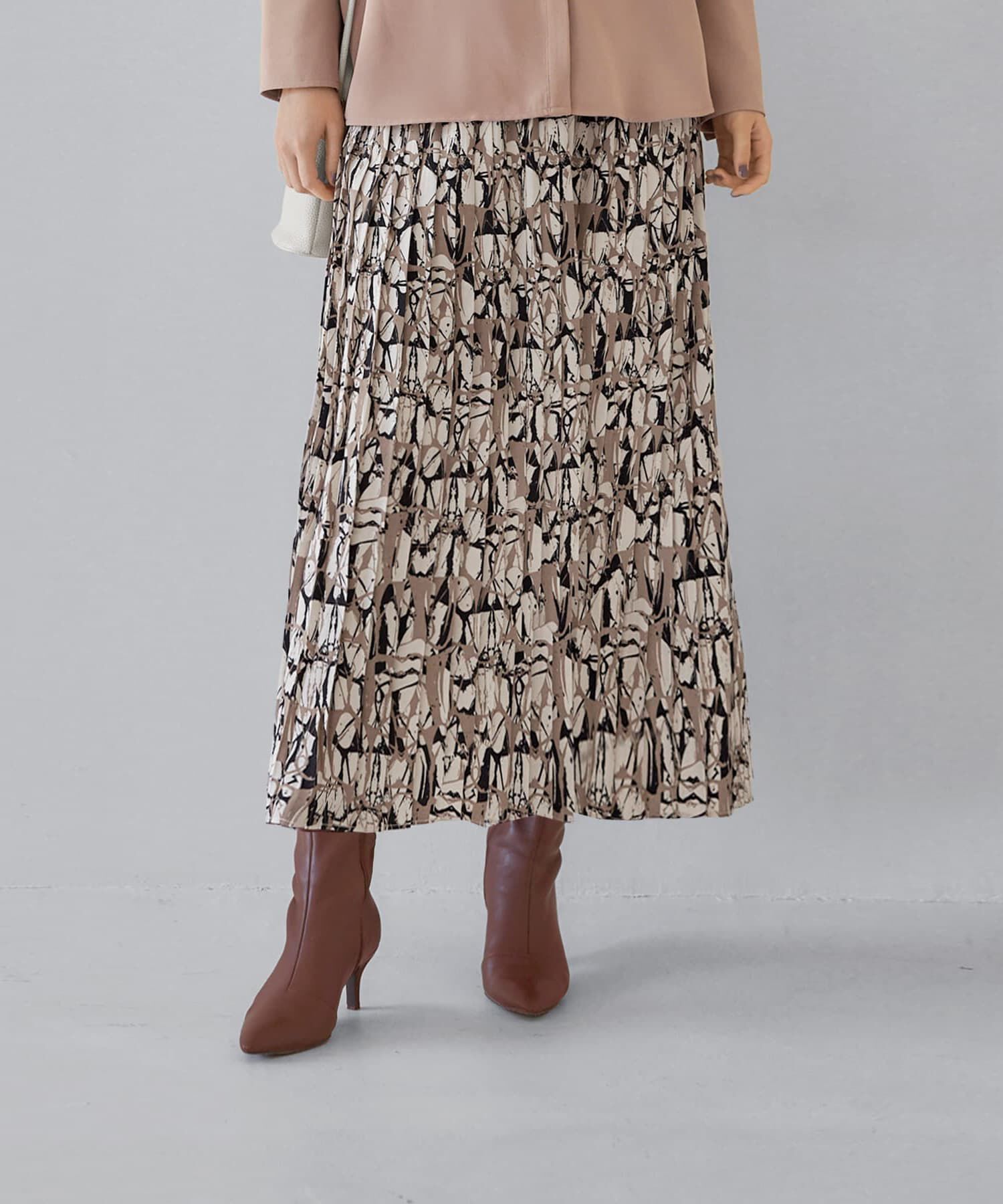 STYLE DELI「【LUXE】ペイントアート柄プリーツスカート」|スカート|ベージュミックス
