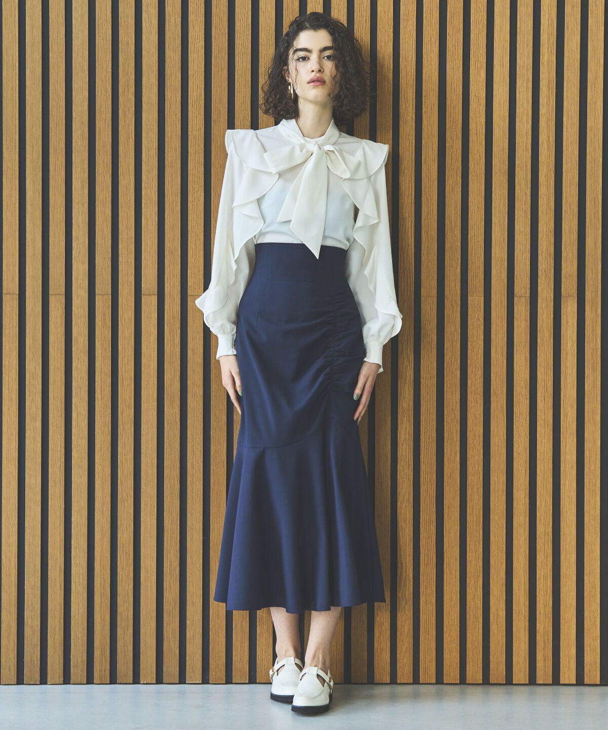 アンドクチュール「アシメギャザーマーメイドスカート」|スカート|