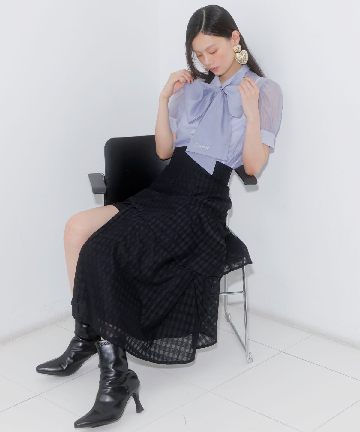 アンドクチュール「レースティアードスカート」|フレア|