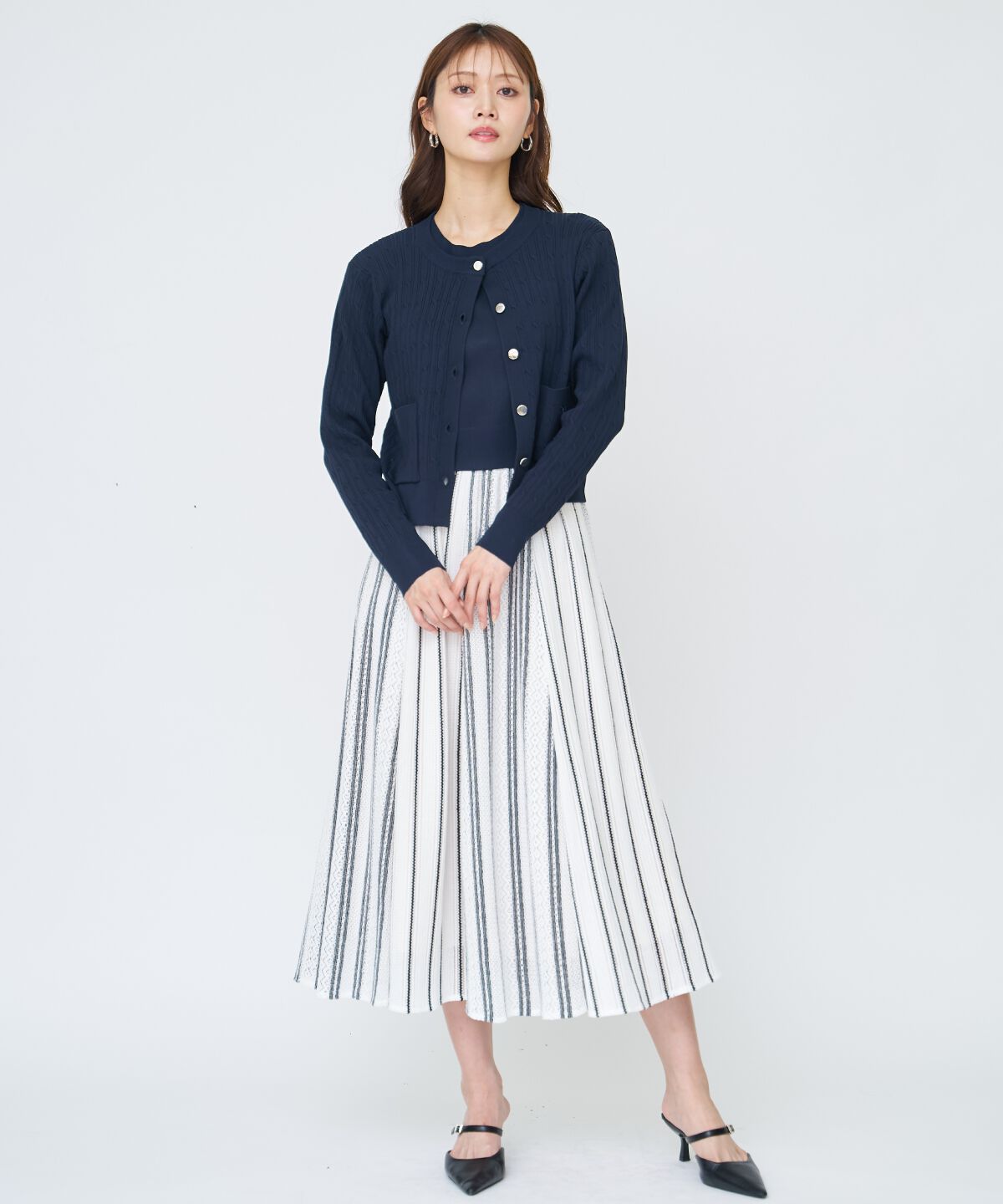 アンドクチュール「ケーブル編みカーディガンアンサンブル」|カーディガン|