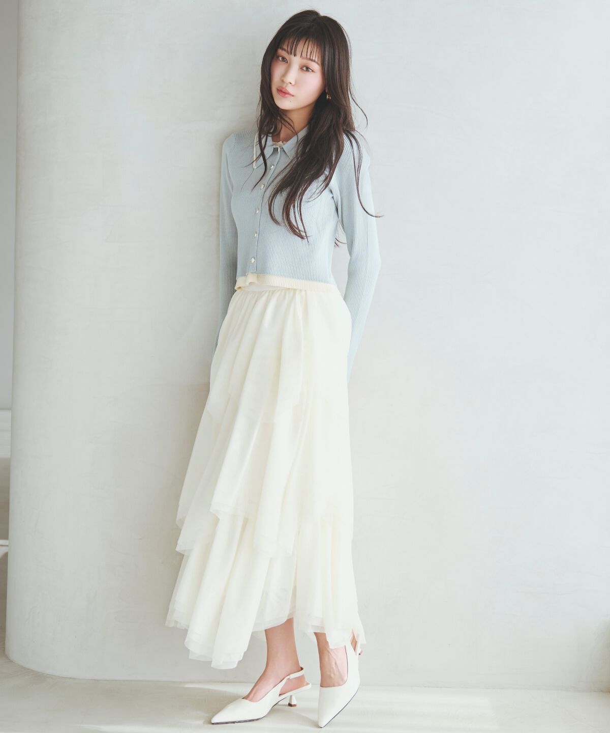 アンドクチュール「チュールティアードスカート」|フレア|