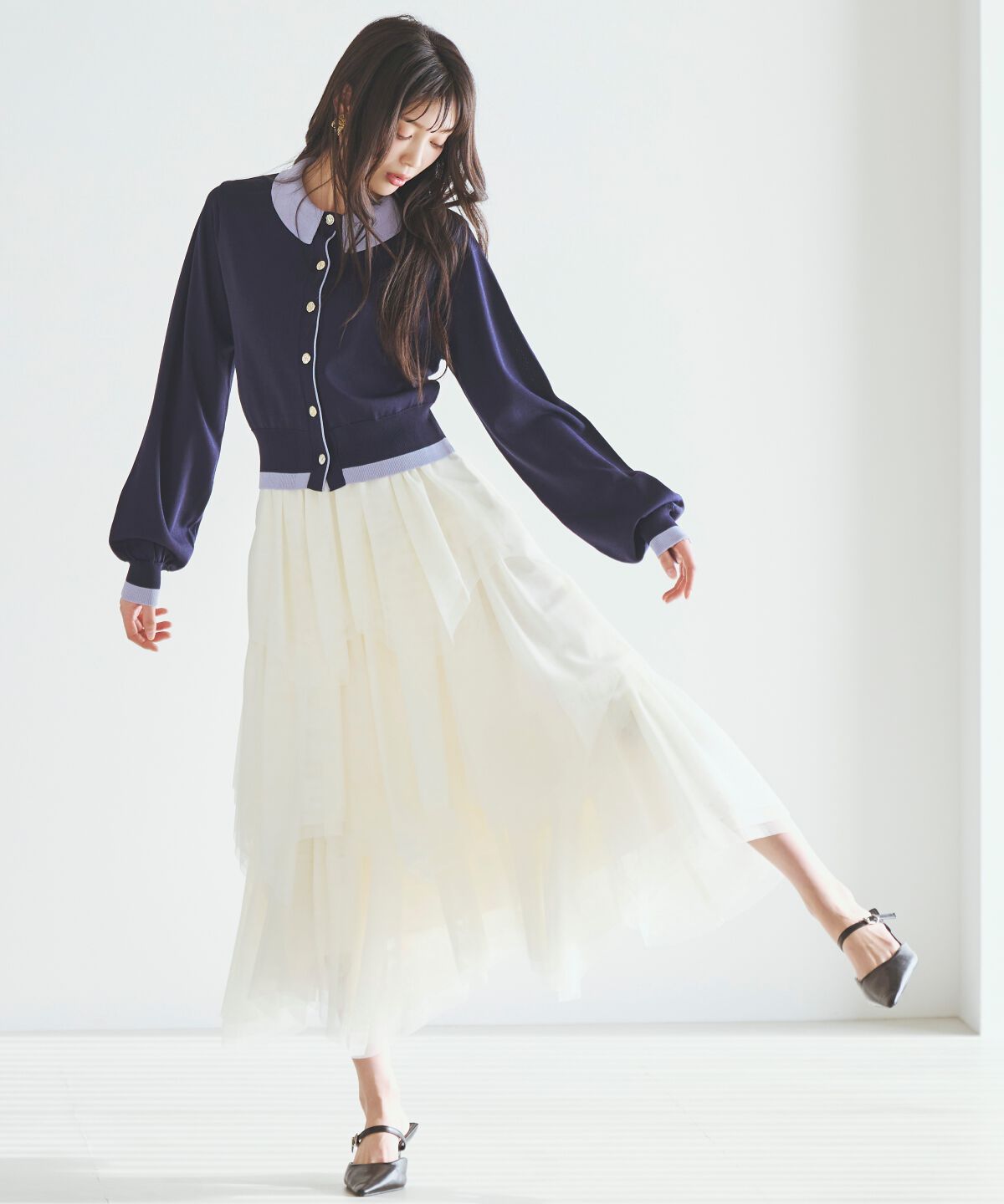 アンドクチュール「チュールティアードスカート」|フレア|