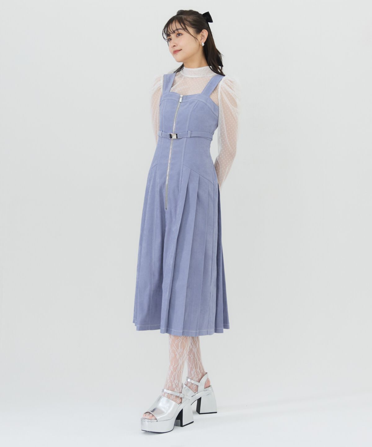 REDYAZEL「サイドプリーツジャンパースカート」|ジャンパースカート|