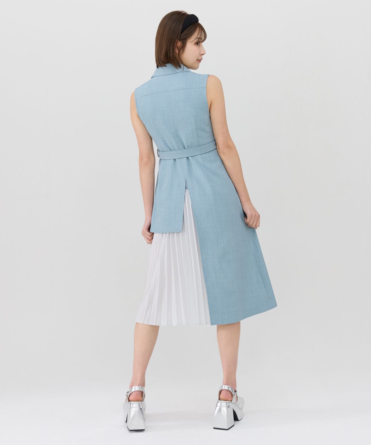 REDYAZEL「ノースリーブサイドプリーツワンピース」|ワンピース|