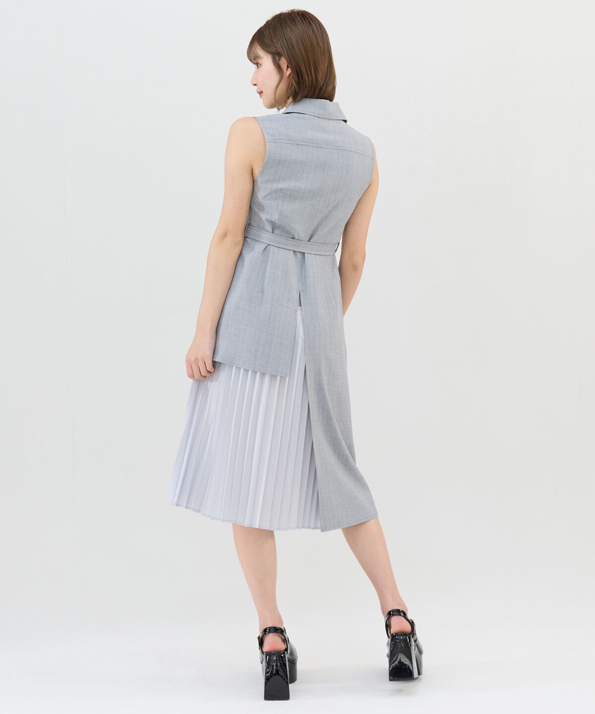 REDYAZEL「ノースリーブサイドプリーツワンピース」|ワンピース|