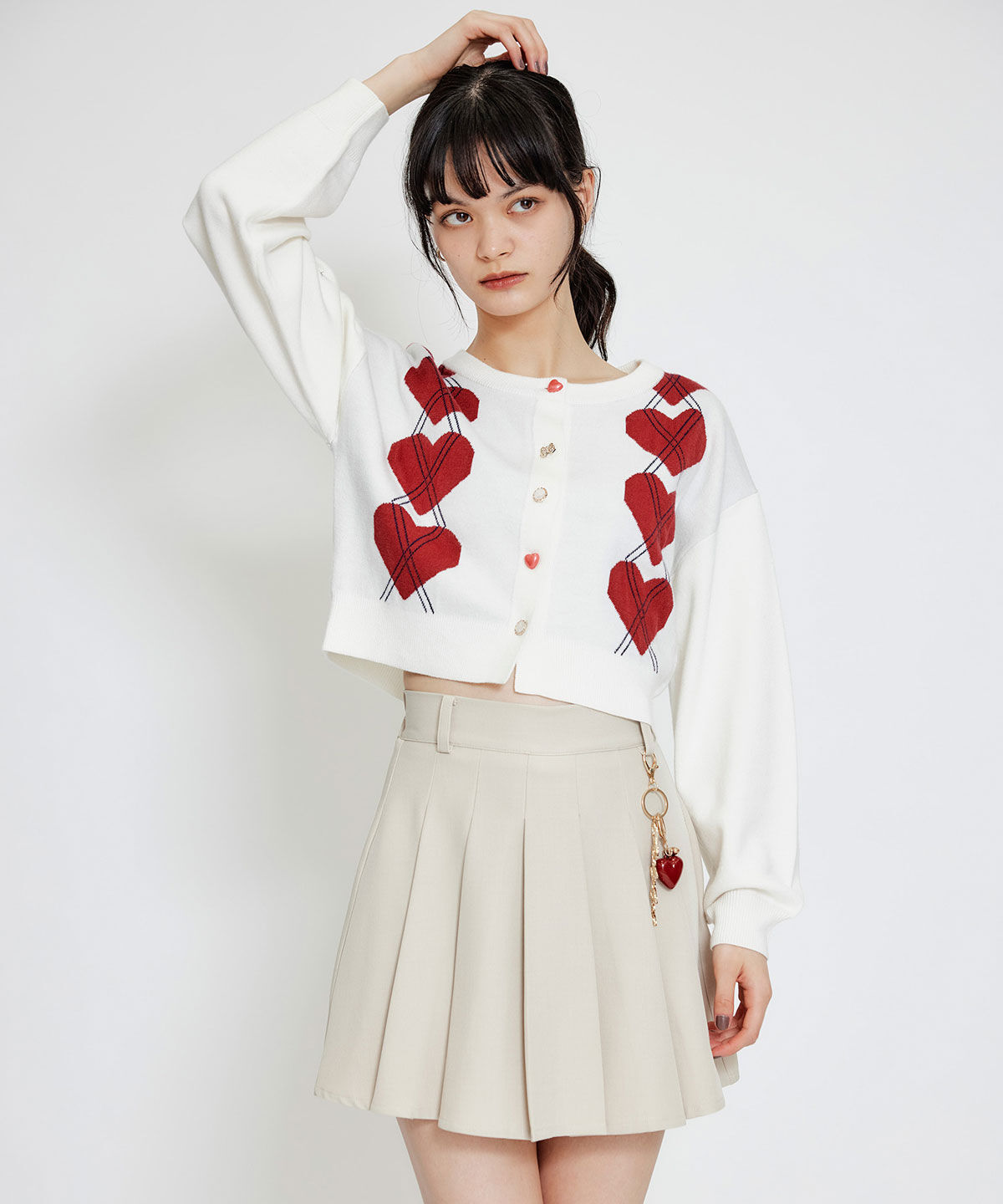 REDYAZEL「REDYAZEL&times;ハートチャームプリーツミニスカート」|タイト|