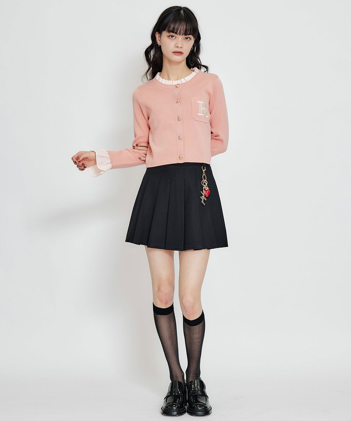 REDYAZEL「REDYAZEL&times;ハートチャームプリーツミニスカート」|タイト|