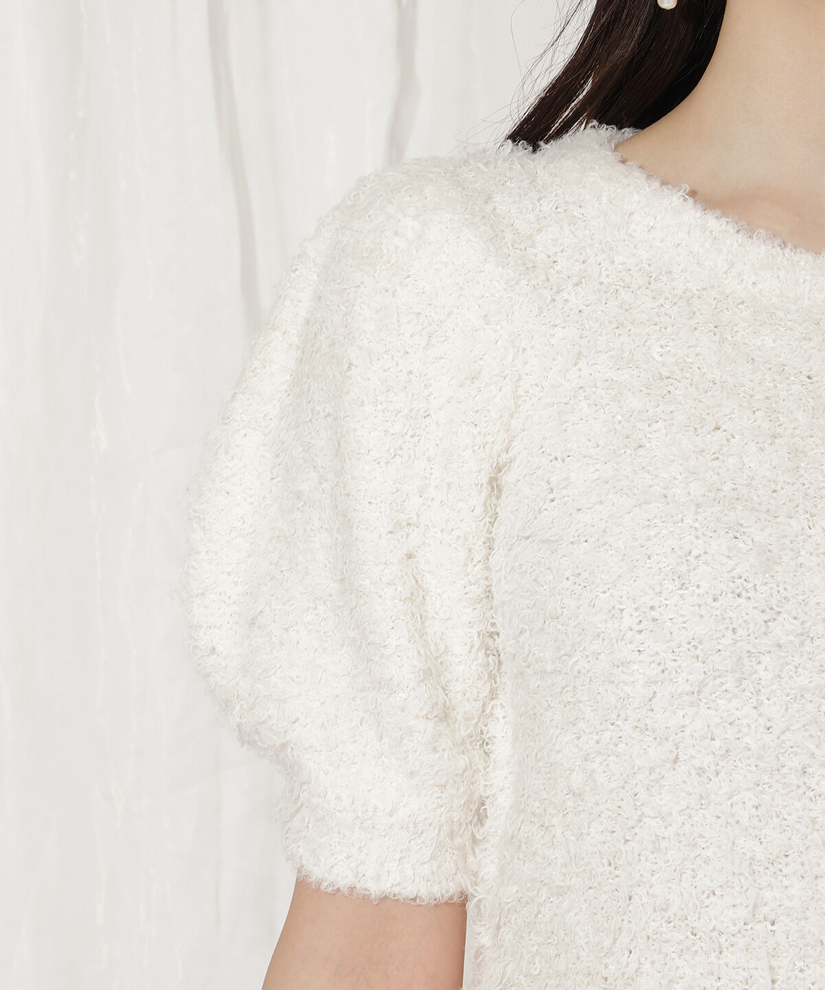 WILLSELECTION「リボンブローチ付きテディヤーンニット」|ニット・セーター|