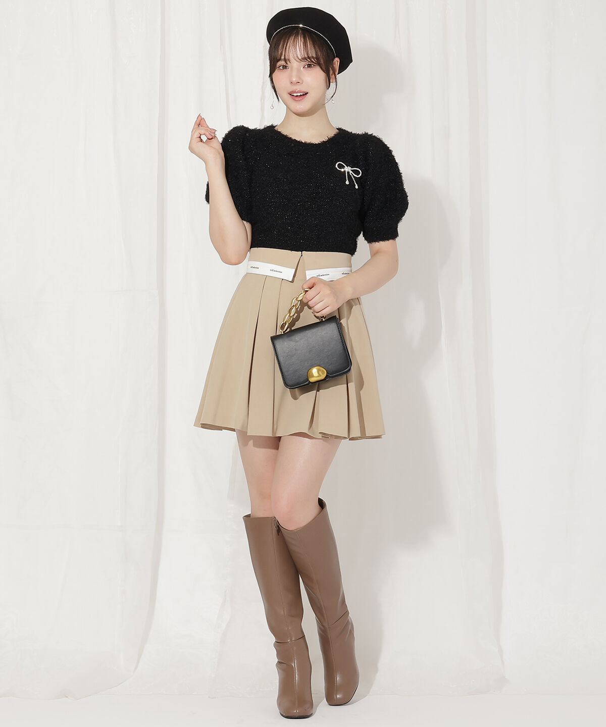 WILLSELECTION「リボンブローチ付きテディヤーンニット」|ニット・セーター|