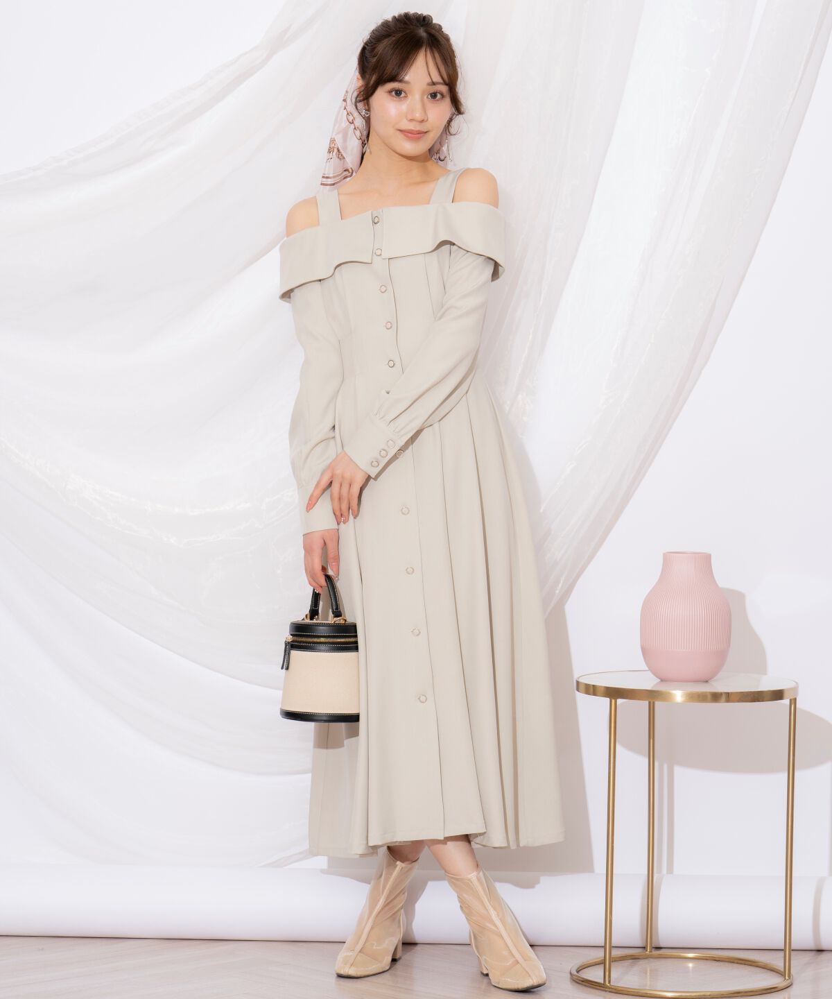 WILLSELECTION「ショルダーリボンタックウエストシャツワンピース」|ワンピース|