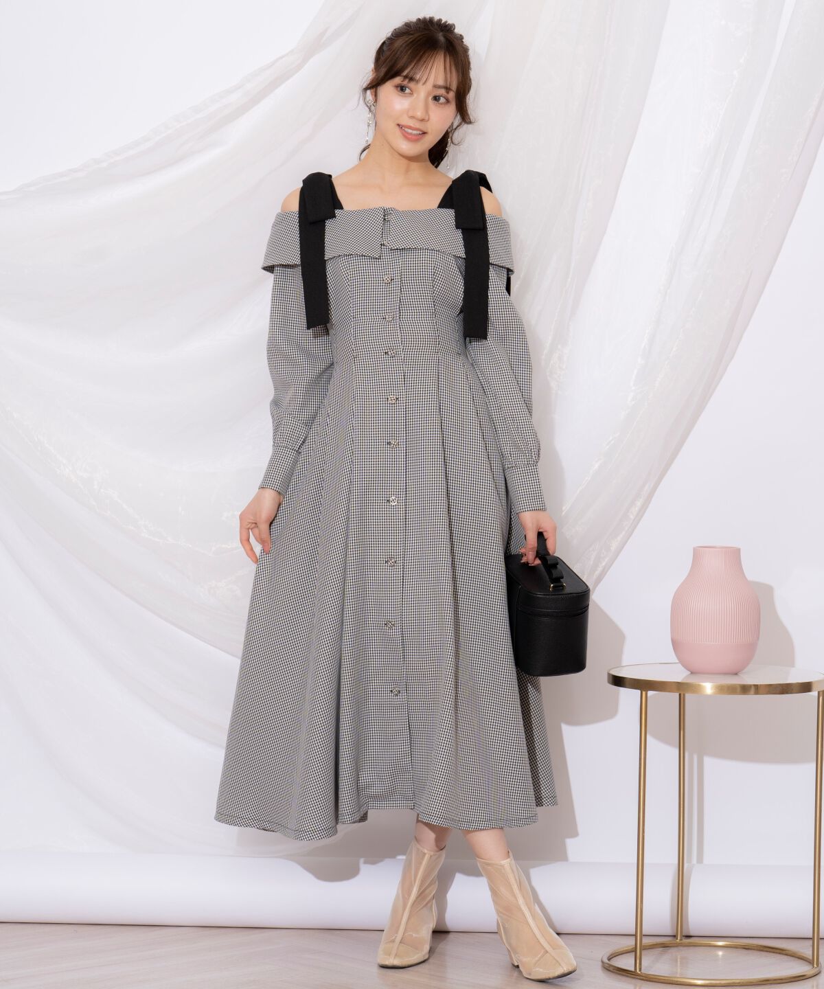 WILLSELECTION「ショルダーリボンタックウエストシャツワンピース」|ワンピース|