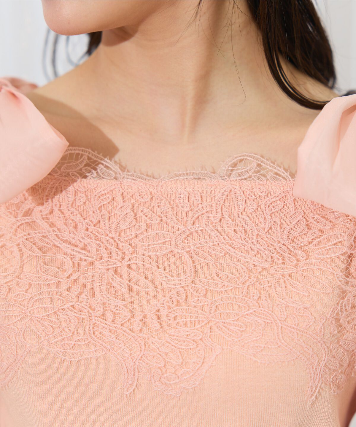 WILLSELECTION「レーストリミング肩リボンニット」|ニット・セーター|