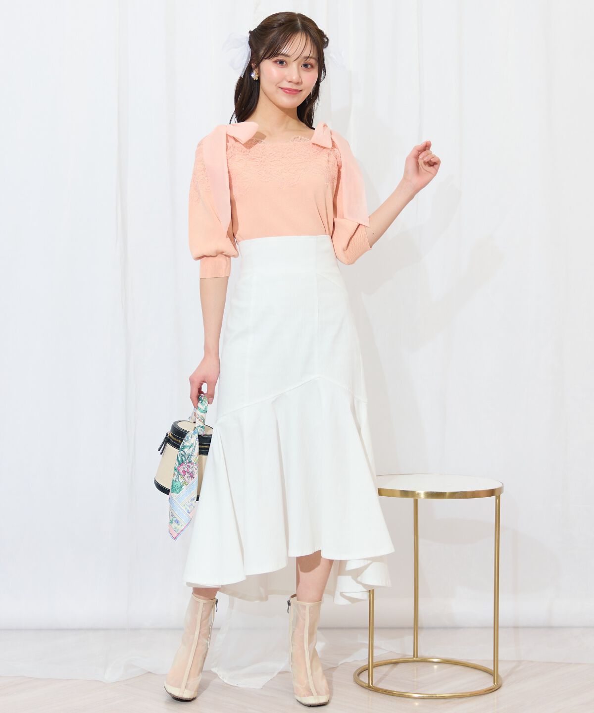 WILLSELECTION「レーストリミング肩リボンニット」|ニット・セーター|