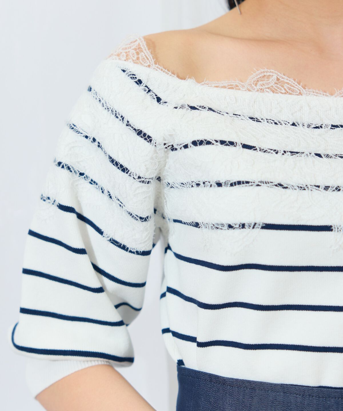 WILLSELECTION「レーストリミング肩リボンニット」|ニット・セーター|