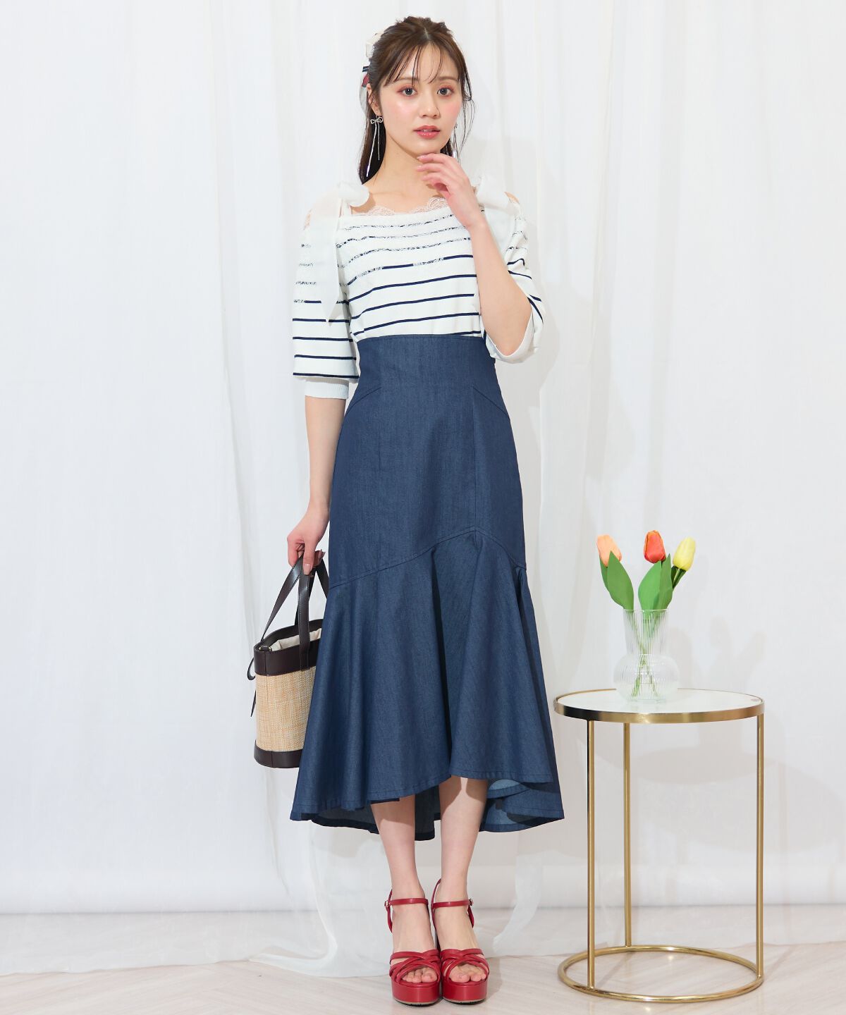 WILLSELECTION「レーストリミング肩リボンニット」|ニット・セーター|