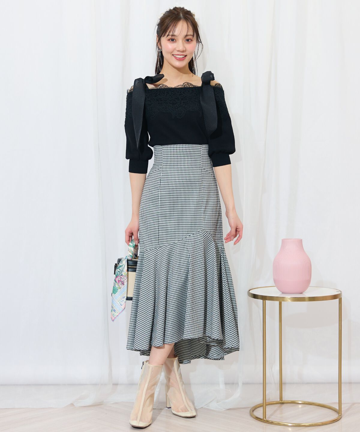 WILLSELECTION「レーストリミング肩リボンニット」|ニット・セーター|