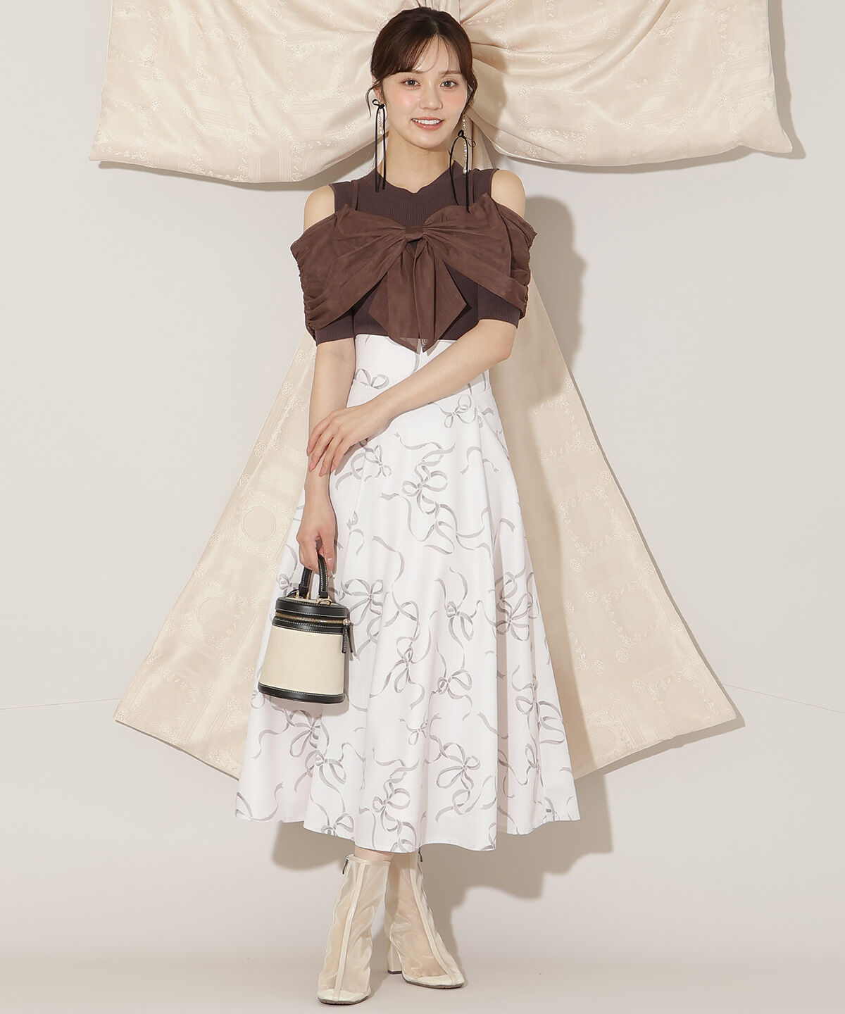 WILLSELECTION「リボンプリントフレアスカート」|フレア|