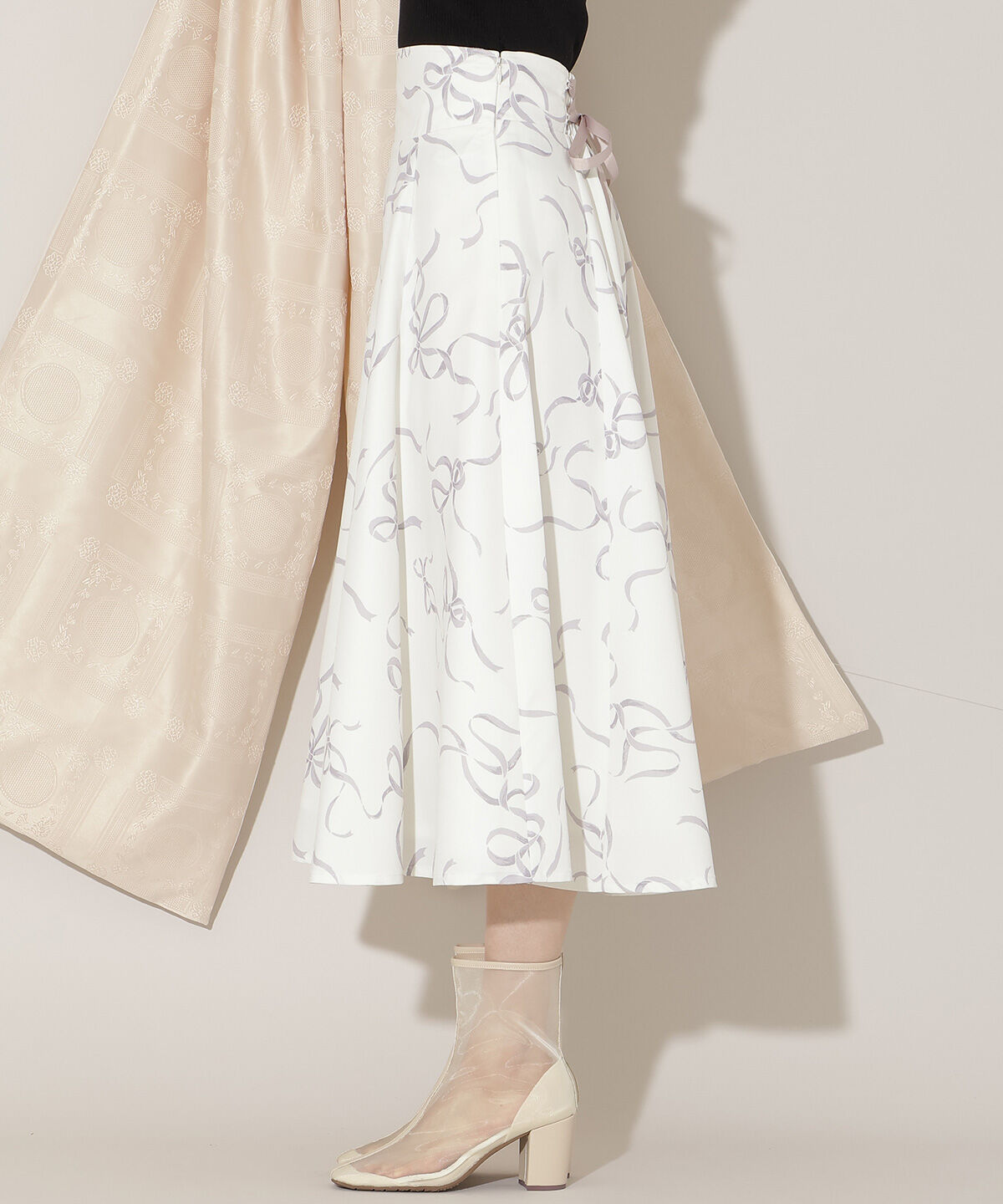 WILLSELECTION「リボンプリントフレアスカート」|フレア|