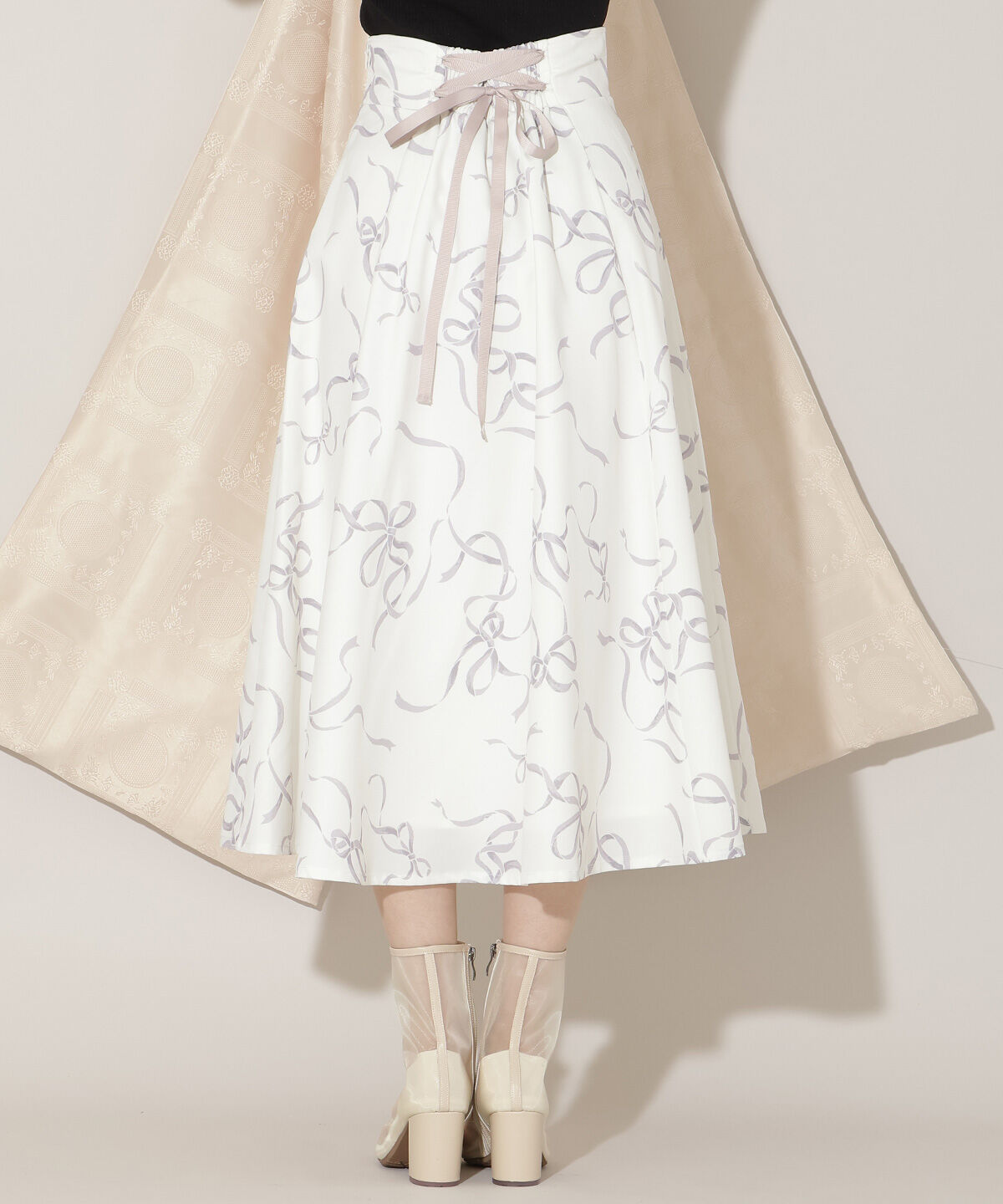 WILLSELECTION「リボンプリントフレアスカート」|フレア|