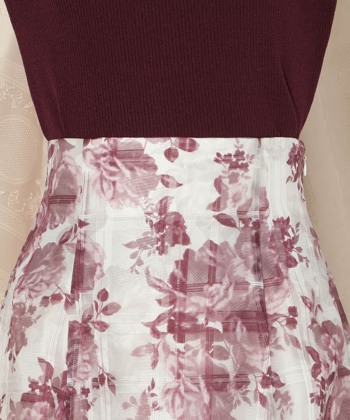 WILLSELECTION「モノトーンフラワーオーガンジーフレアスカート」|フレア|