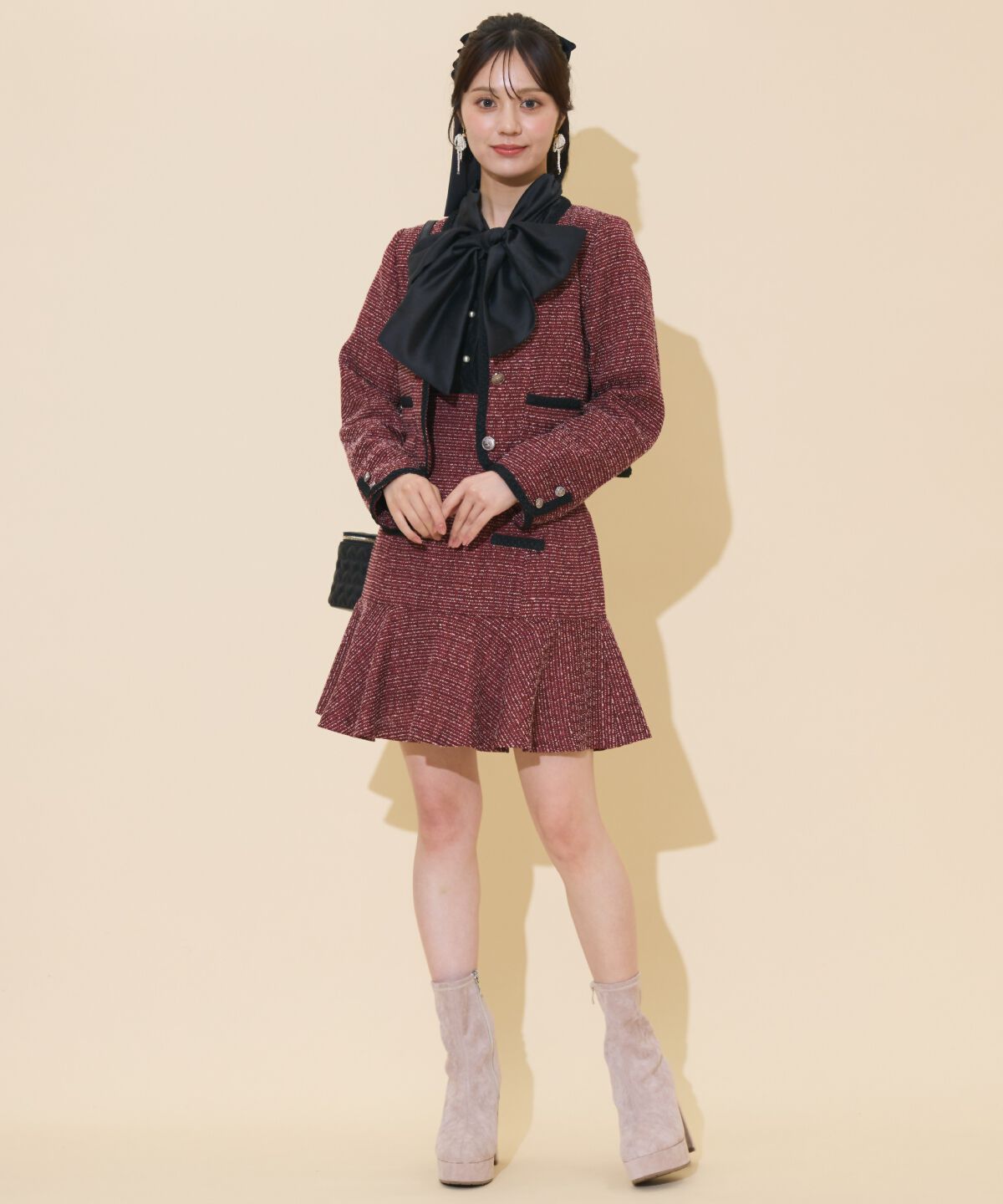 WILLSELECTION「ブレードデザインノーカラーツイードジャケット」|ノーカラージャケット|