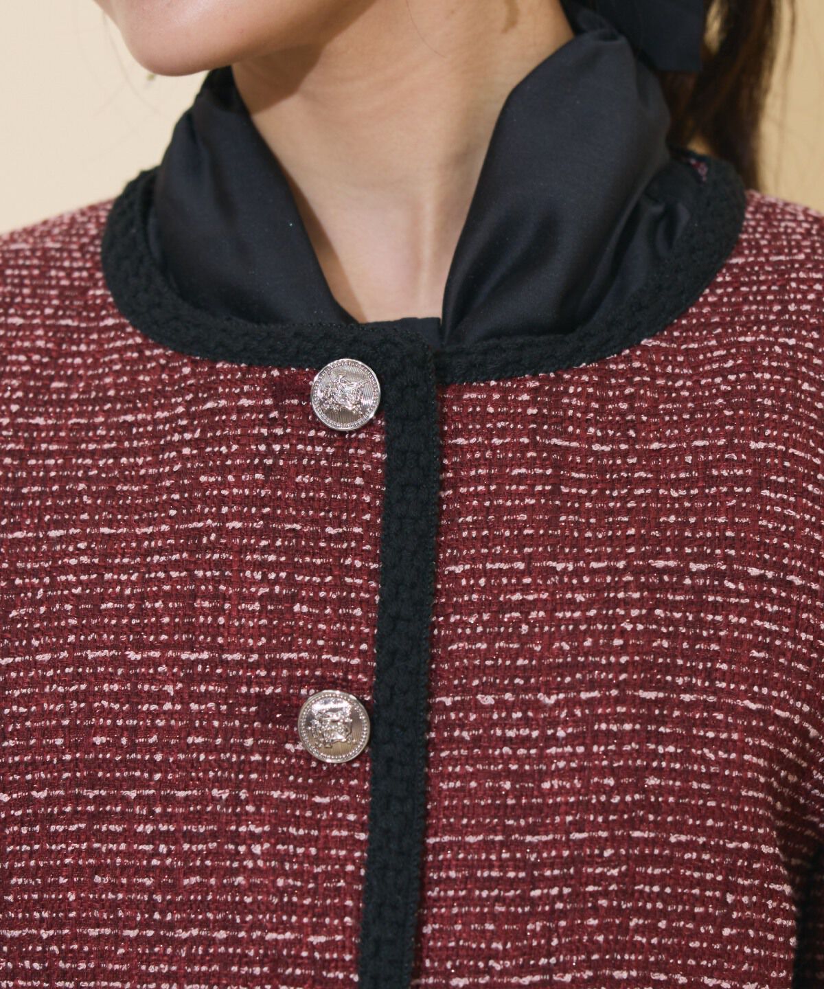 WILLSELECTION「ブレードデザインノーカラーツイードジャケット」|ノーカラージャケット|