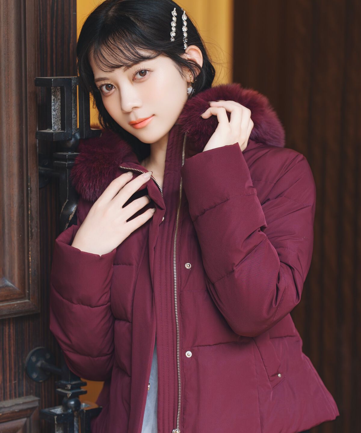 WILLSELECTION「フードファーペプラムショートダウン」|ダウン|