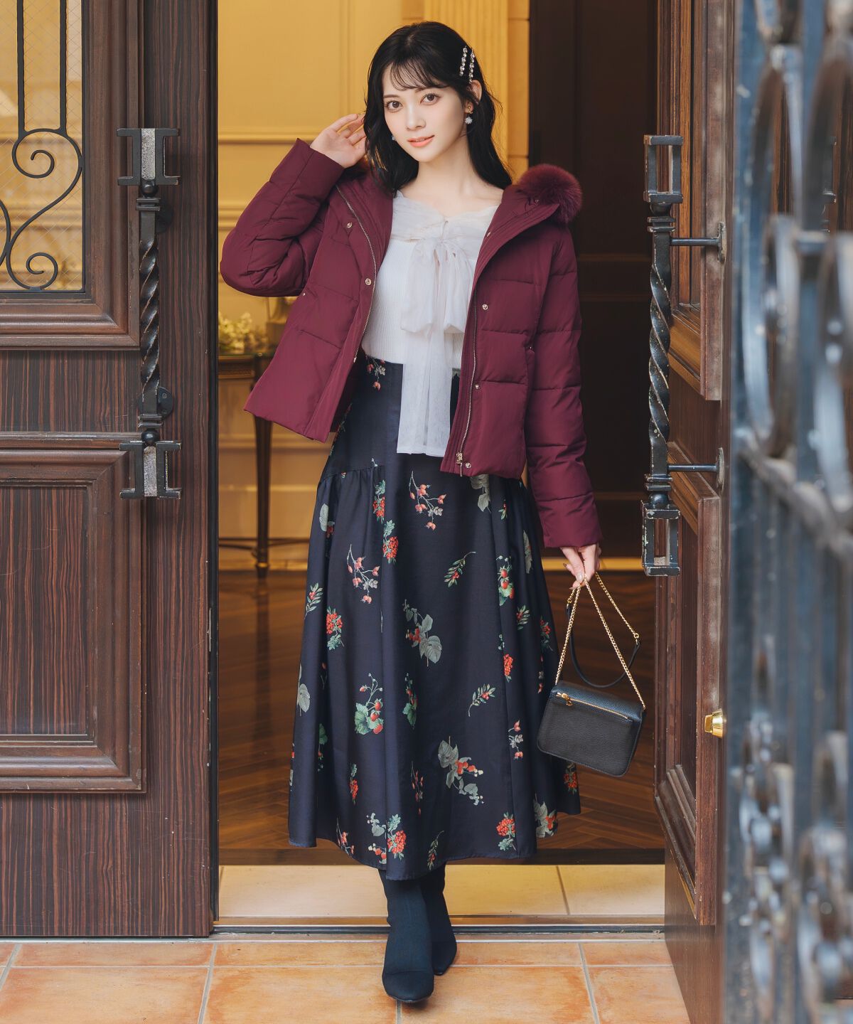 WILLSELECTION「フードファーペプラムショートダウン」|ダウン|