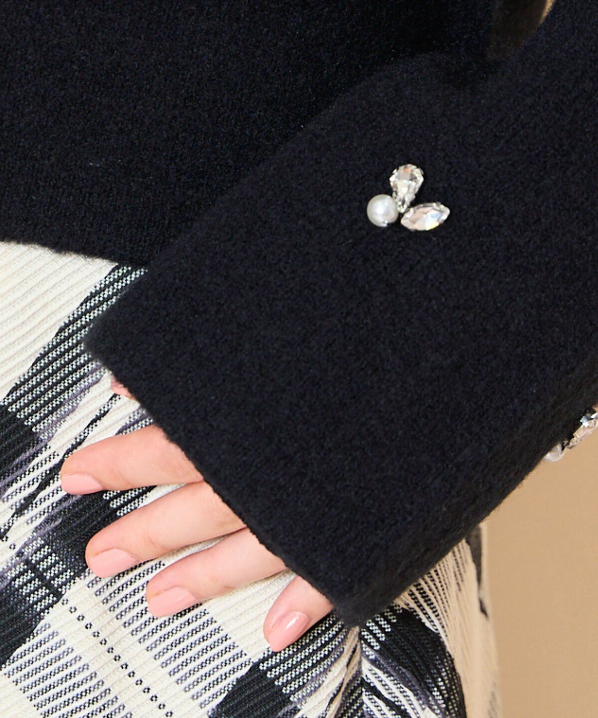 WILLSELECTION「ノーカラービジューニットジャケット」|カーディガン|