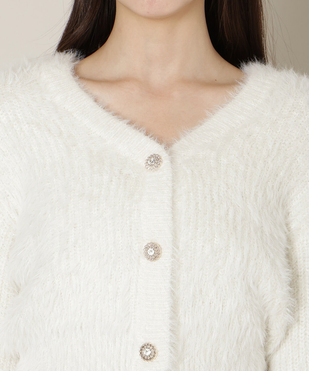 WILLSELECTION「Vネックラメフェザーカーディガン」|カーディガン|