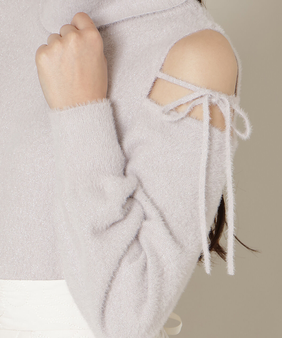 WILLSELECTION「オープンショルダーラメフェザーニット」|ニット・セーター|