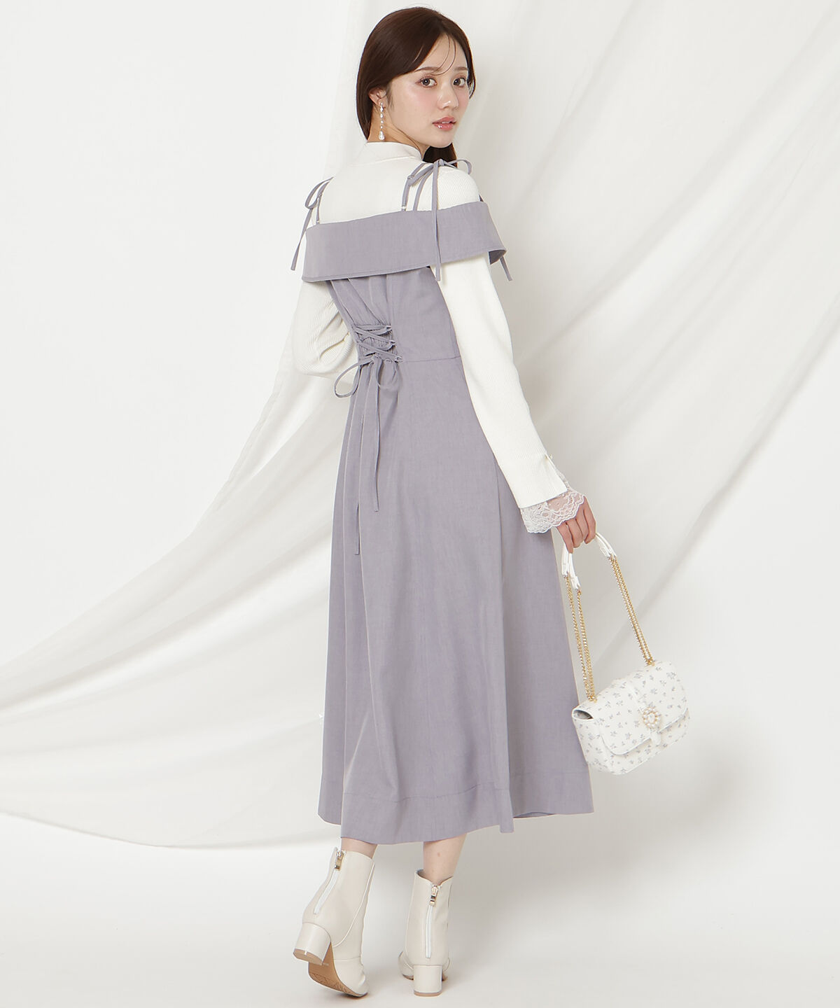 WILLSELECTION「リボンストラップオフショルキャミワンピース」|ワンピース|